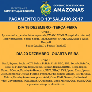 Imagem da notícia - GOVERNO DO AM ANUNCIA PAGAMENTO DO 13º SALARIO